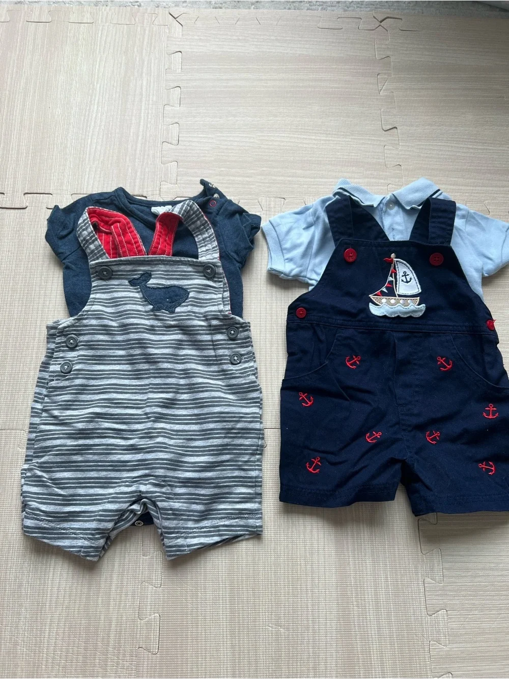 Baby Boy Whale & Sailboat Overalls Set size 3-6 months from starting out